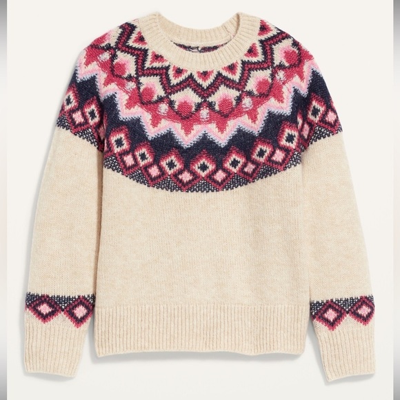 Old Navy Crew Neck Faire Isle Sweater in Cream XS - Picture 1 of 4